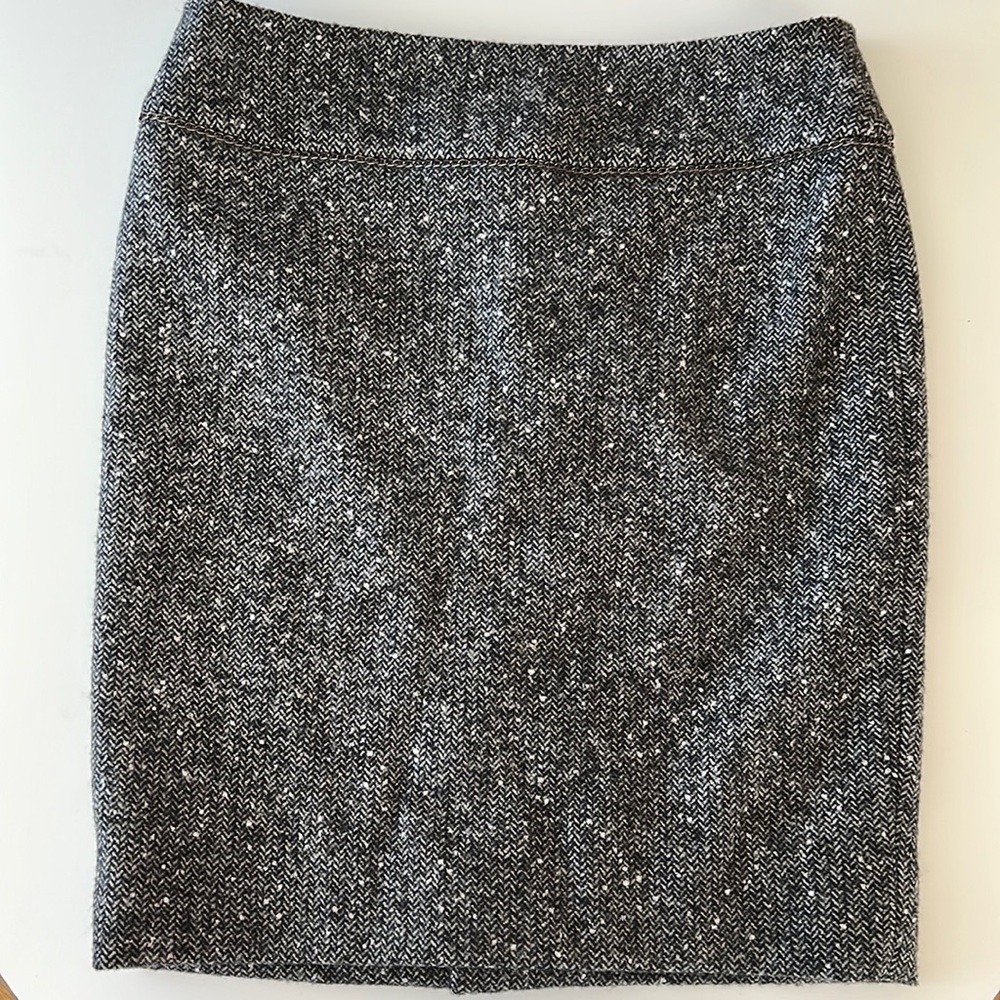 Les Copains Gray Reggiani Wool Pencil Skirt Chain Accent Sz 44